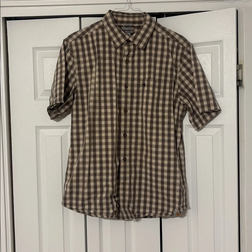 Carhartt Tan and Brown Plaid Shirt - Picture 1 of 3